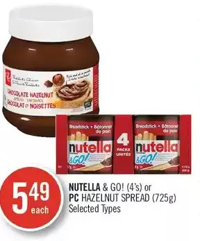 Shoppers Drug Mart Nutella & Go! or PC Hazelnut Spread offer