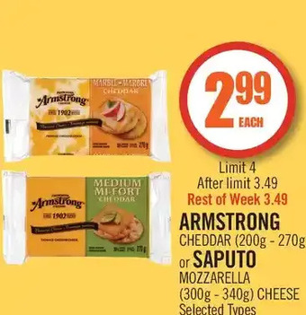 Shoppers Drug Mart Armstrong Cheddar or Saputo Mozzarella Cheese offer
