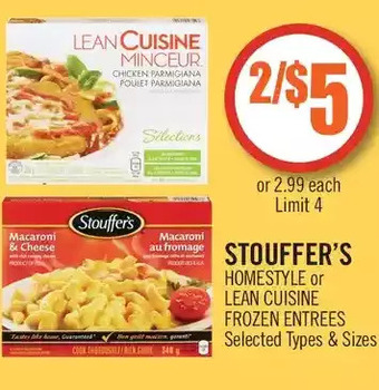 Shoppers Drug Mart Stouffer's Homestyle or Lean Cuisine Frozen Entrees offer