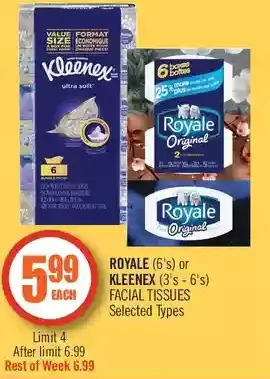 Shoppers Drug Mart Royale or Kleenex Facial Tissues offer