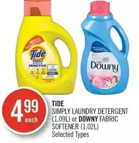 Shoppers Drug Mart Tide Simply Laundry Detergent or Downy Fabric Softener offer