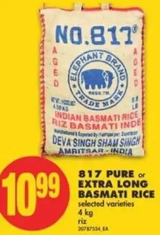No Frills 817 Pure or Extra Long Basmati Rice 4kg offer