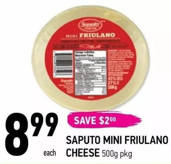 Coppa's Fresh Market Saputo mini friulano cheese offer