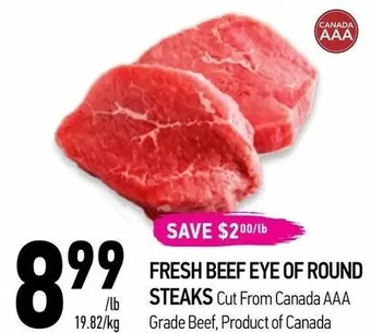 Coppa's Fresh Market Fresh beef eye of round steaks offer