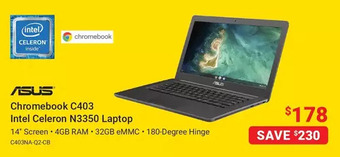 Visions Electronics Asus chromebook c403 intel celeron n3350 laptop offer