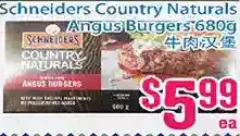 Schneiders country naturals angus burgers