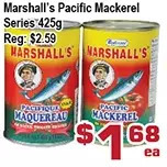 Top Food Supermarket Marshall's pacific mackerel series offer