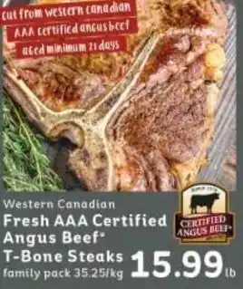 Market Place IGA Fresh AAA Certified Angus Beef T-Bone Steaks 35.25kg offer