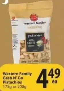 Save on Foods Western Family Grab N' Go Pistachios 175g Or 200g offer