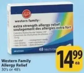 Save on Foods Western Family Allergy Relief 30's Or 48's offer