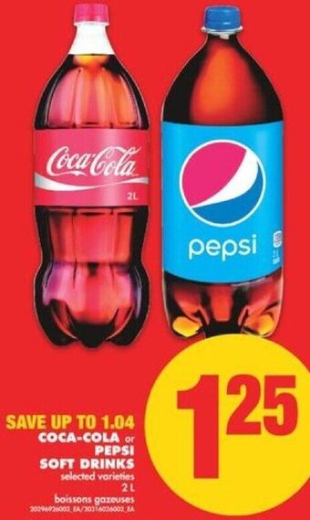No Frills Coca-Cola or Pepsi Soft Drinks 2L offer