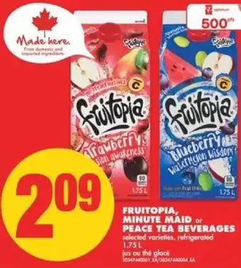 No Frills Fruitopis, Minute Maid or Peace Tea Beverages 1.75L offer