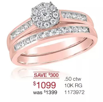 Charm Diamond 10k rose gold 0.50ctw bridal set offer