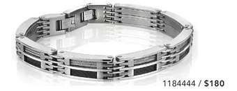 Charm Diamond Stainless steel 8+0.5" black carbon fibre bracelet offer