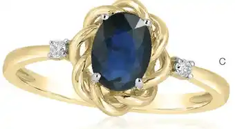 Charm Diamond 10k yellow gold blue sapphire & diamond ring offer