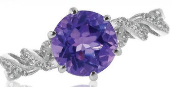 Charm Diamond Sterling silver amethyst & created white sapphire ring offer