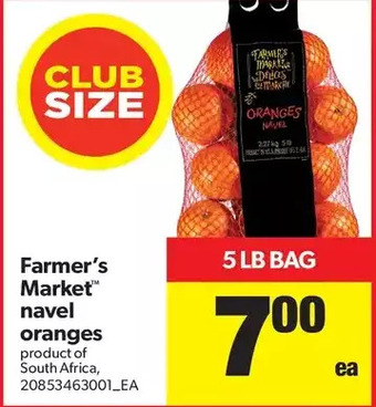 Real Canadian Superstore Farmer's market navel oranges offer
