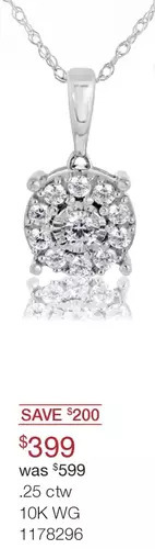 Charm Diamond 10k white gold 0.25ctw diamond pendant offer