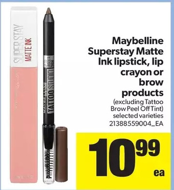 Real Canadian Superstore Maybelline superstay matte ink lipstick, lip crayon or brow products offer