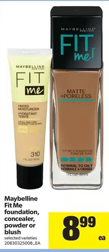 Real Canadian Superstore Maybelline fit me foundation, concealer, powder or blush offer