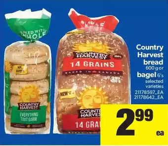Real Canadian Superstore Country harvest bread or bagel offer