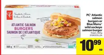 Real Canadian Superstore Pc atlantic salmon burgers or blue menu wild sockeye salmon burger offer