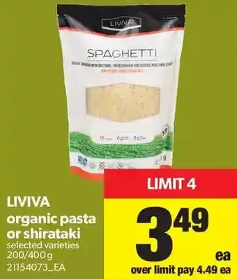 Real Canadian Superstore Liviva organic pasta or shirataki offer