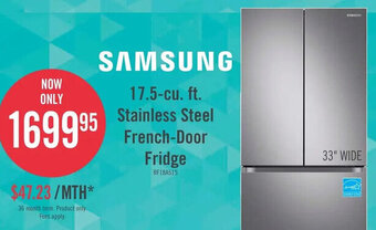 The Brick Samsung 17.5-Cu. Ft. Stainless Steel French-Door Fridge offer