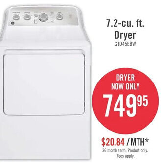 The Brick 7.2-Cu. Ft. Dryer offer