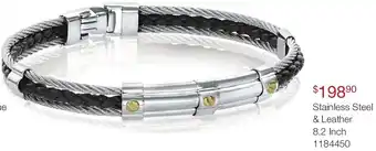 Charm Diamond Stainless Steel & Leather 8.2 Inch 1184450 offer