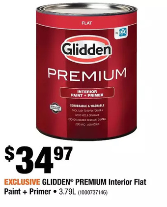 Home Depot Glidden premium interior flat paint + primer offer