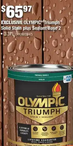 Home Depot Olympic triumph solid stain plus sealant base 2 offer
