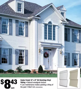 Home Depot Cedar creek 12' x 6" d4 dutchlap vinyl siding offer
