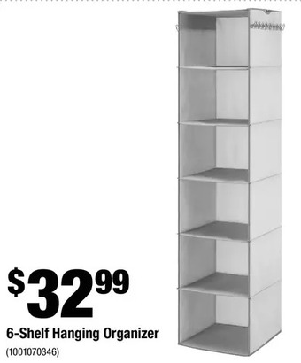 Home Depot 6-shelf hanging organizer offer
