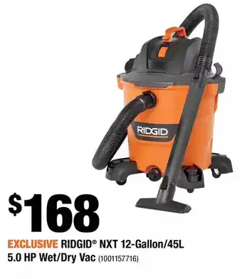 Home Depot Ridgid nxt 12-gallon/45l 5.0 hp wet/dry vac offer