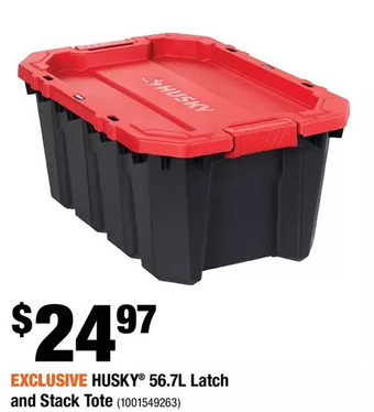 Home Depot Husky 56.7l latch and stack tote offer