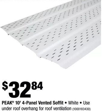Home Depot Peak 10' 4-panel vented soffit offer