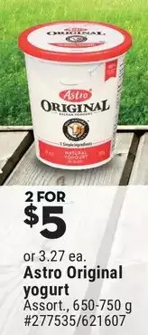 Giant Tiger Astro original yogurt offer