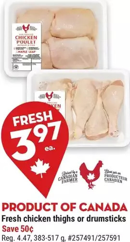 Giant Tiger Fresh chicken thighs offer
