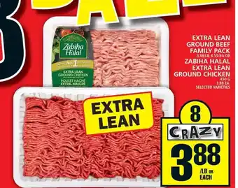 Food Basics Extra lean ground beef family pack or zabiha halal extra lean ground chicken offer