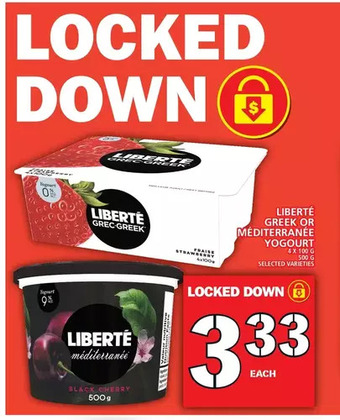 Food Basics Liberte greek or mediterranee yogourt offer
