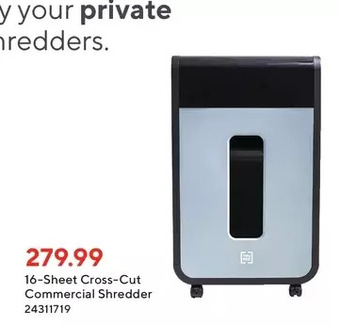 Staples Tru red 16-sheet cross-cut commercial shredder offer