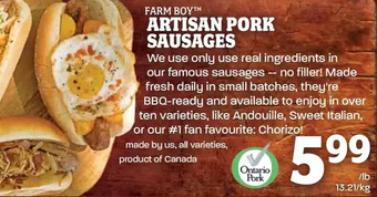 Farm Boy Farm boy artisan pork sausages offer