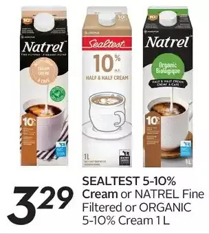 Sobeys Sealtest 5-10% cream or natrel fine filtered or organic 5-10% cream offer