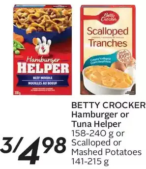 Sobeys Betty crocker hamburger or tuna helper or scalloped or mashed potatoes offer