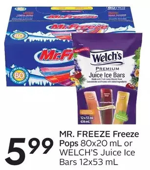 Sobeys Mr. freeze freeze pops or welch's juice ice bars offer