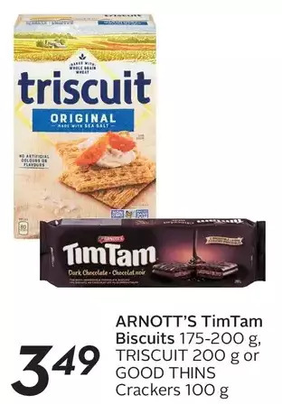 Sobeys Arnott's timtam biscuits, triscuit or good thins crackers offer