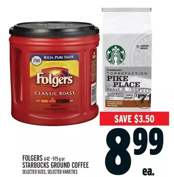 Metro Folgers or starbucks ground coffee offer