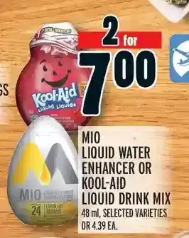 Metro Mio liquid water enhancer or kool-aid liquid drink mix offer