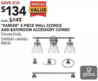 RONA Globe "parker" 5-piece wall sconce and bathroom accessory combo offer